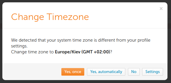 Time zone modal
