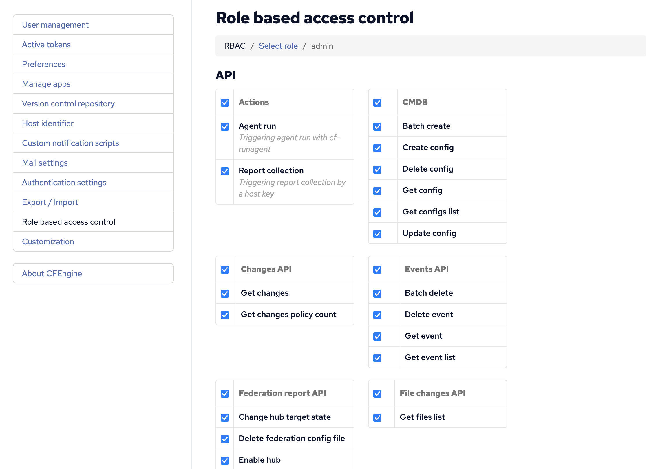 Role based access control