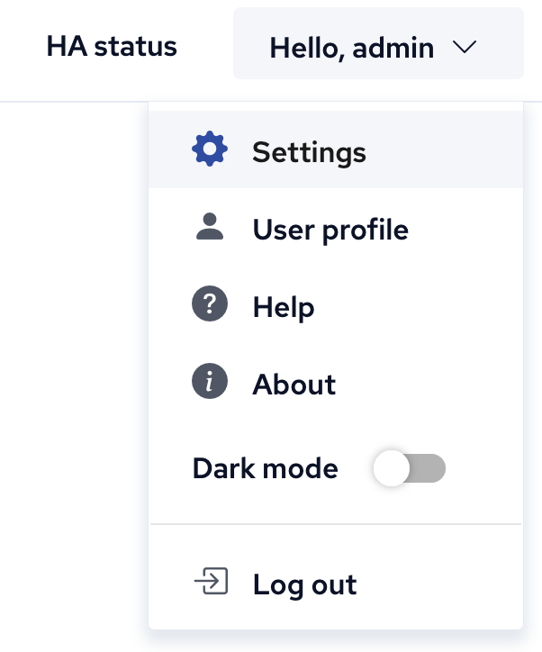 Settings menu