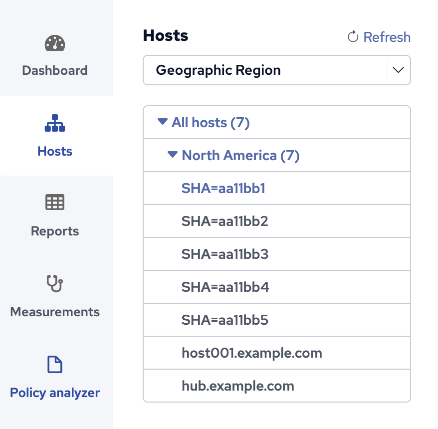 Hosts app custom tree for geographic region