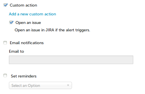 Associate custom action script with alert