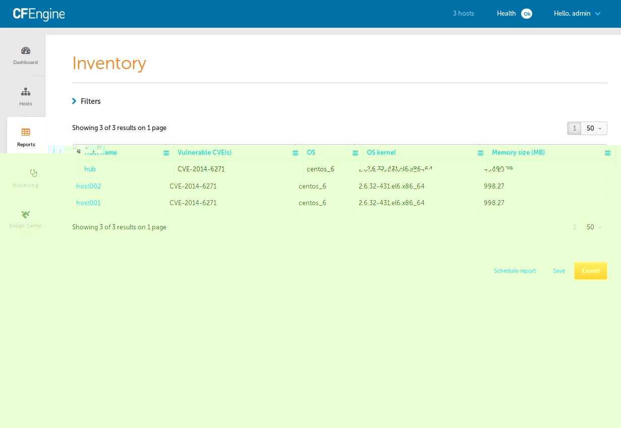 Report showing CVEs that each host is vulnerable to