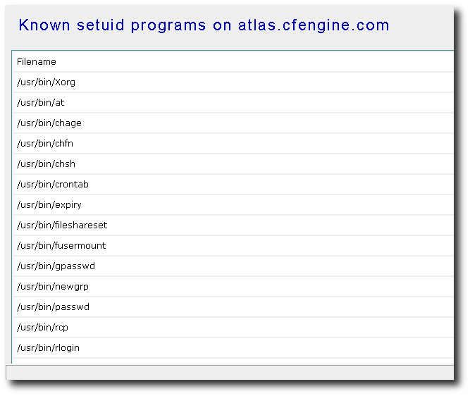 A discovered setuid program report