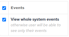 Mission Portal - Events View whole system events RBAC page